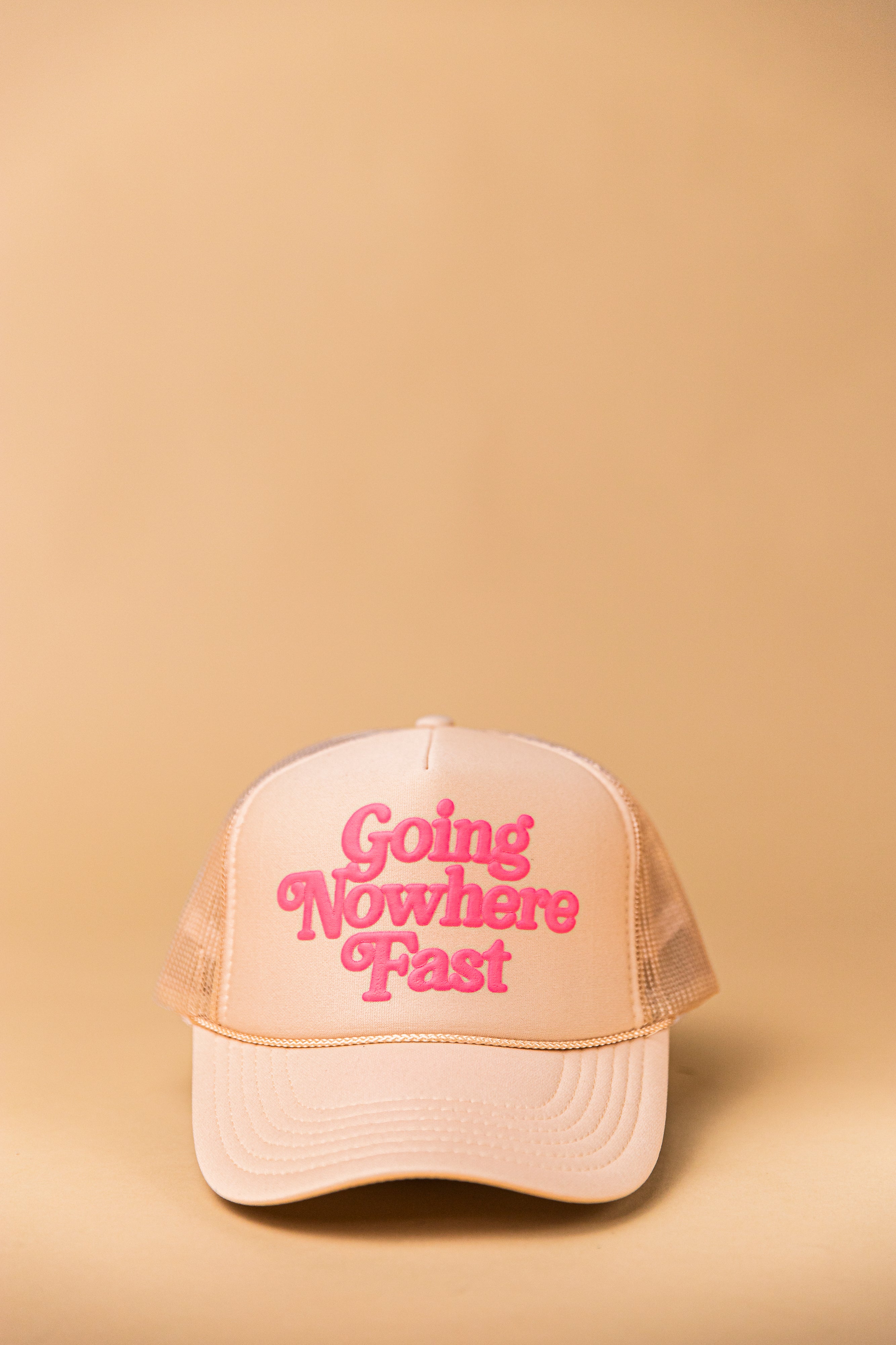 Going Nowhere Fast Trucker Tan / Neon Pink