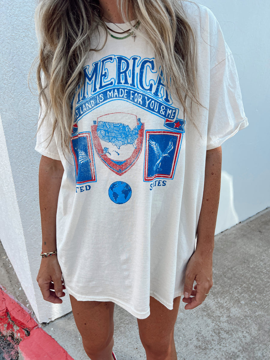 America Patch Off White Thrifted Tee – ascot + hart